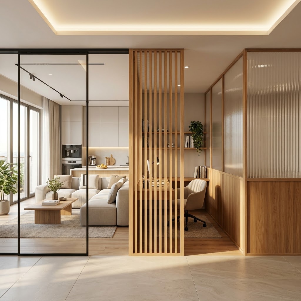 Перегородки для зонирования в новостройках: стекло, рейки, комбинированные системы — что выбрать для света и приватности