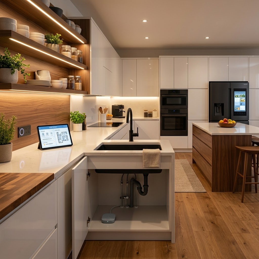 Умная кухня: подсветка, розетки, датчики протечек и интеграция с «умным домом» — планирование до миллиметра