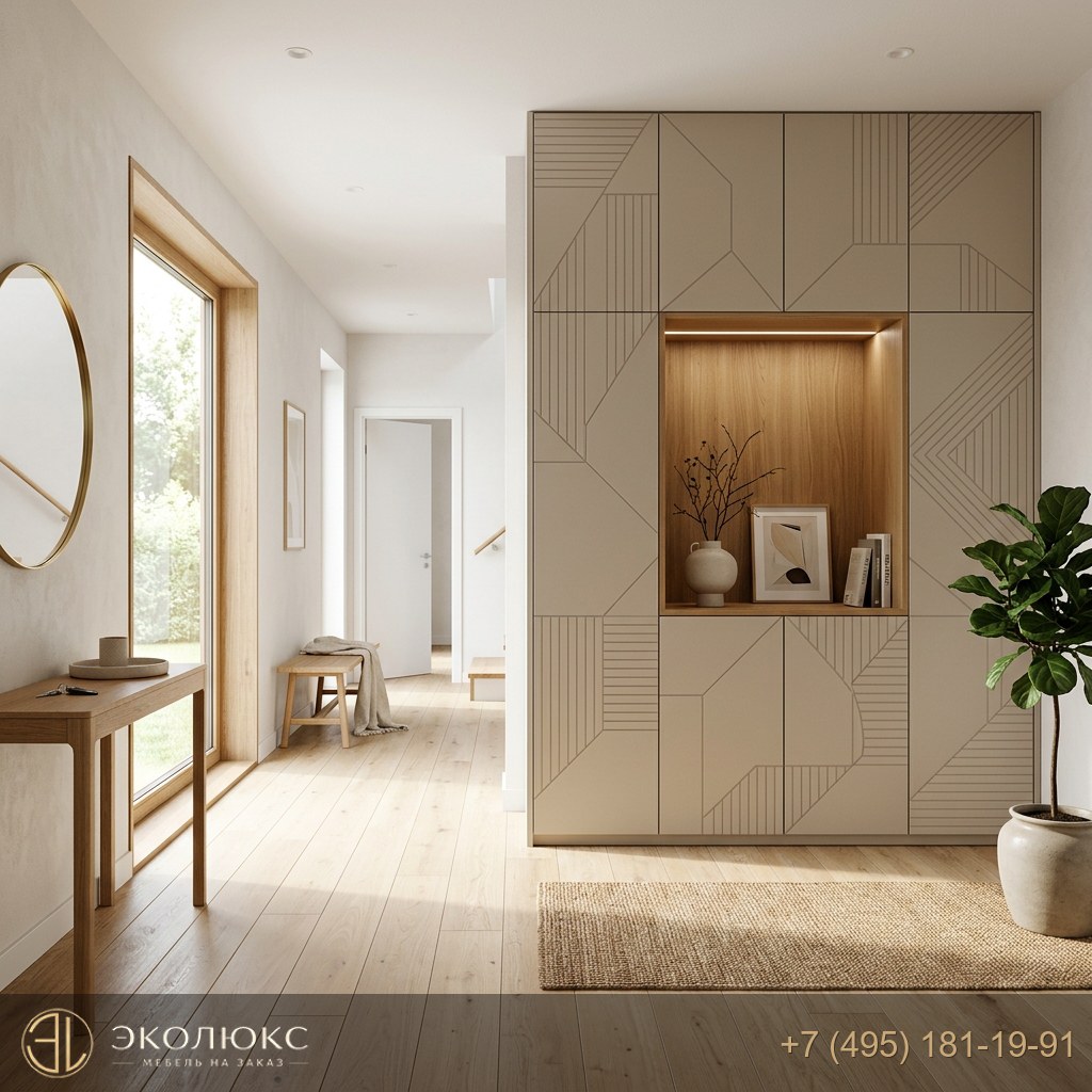 Стильная прихожая с фрезеровкой Кимберли в светлом цвете