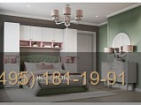 Белая детская мебель с розовыми вставками и антресолью фото 8
